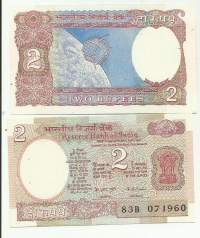 Intia 2 Rupees  1976  seteli