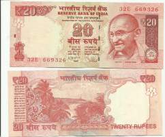 Intia 20 Rupees   2013  seteli  Gandhi