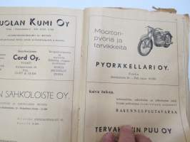 Moottoripyöräilijäin pohjoismaiset Ratamestaruuskilpailut Turun Hippoksella 23-24.9.1950 -käsiohjelma / program booklet