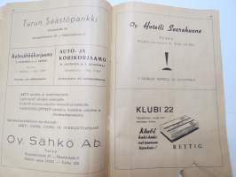 Moottoripyöräilijäin pohjoismaiset Ratamestaruuskilpailut Turun Hippoksella 23-24.9.1950 -käsiohjelma / program booklet