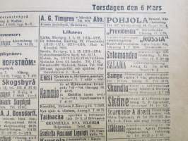 Hufvudstadsbladet, torsdagen den 6. Mars 1919 - 6.3.1925, bland annat; Invigningen av Helsingfors nya stationhus (Rautatieaseman uuden päärakennuksen vihkiäiset)