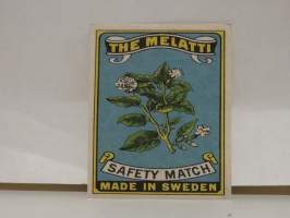 The Melatti safety match tulitikkuetiketti