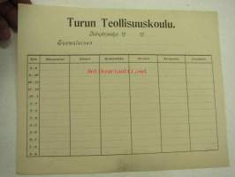 Turun Teollisuuskoulu -lukujärjestys