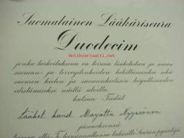 Suomalainen Lääkäriseura Duodecim / Marjatta Nyyssönen -jäseneksikutsu