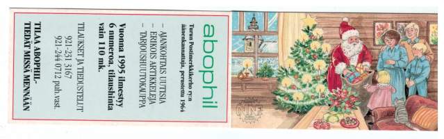 Naantalin  nuorisofilatelistit 10v.  1994 Piirtäjänä Marja-Liisa Pitkäranta. Koko    taitettuna 5 x 10 cm. 2x 2.80 merkkiä  kortin sisällä