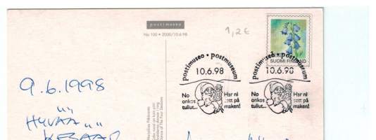 Marja Liisa Pitkäranta postikortti : Koko  vuosi   on  kuin piiri. Kortin keräily numero 1521. Kulkenut 9.6.1998