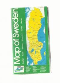 Map of Sweden - matkailuesite kartta 1984