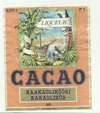 Cacao kaakaolikööri Alko  nr 185 - viinaetiketti