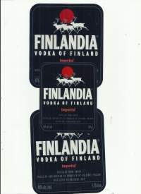 Finlandia Vodka of Finland  viinaetiketti 3 kpl