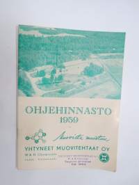 Yhtyneet Muovitehtaat Oy - Ohjehinnasto 1959 -catalog / price list