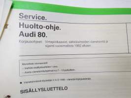Audi 80 Korjausohjeet nr 6; Virtapiirikaaviot, sähkölaitteiden vianetsintä ja sijainti vuosimallista 1992 alkaen / repair manual, in finnish