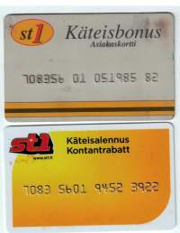 Yritysmateriaalin  kerääjälle  :  ST 1:n  vanha  ja  vielä  vanhempi  asiakas / alennuskortti