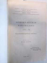 Turun Yliopiston julkaisuja, Aurora-seuran sanomalehti 1771-78