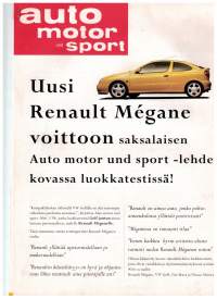 Renault esitteet :Renault Megane  6-sivua, Renault Espace 5-sivua, Renaultit  9 ja 11, 5- sivua  Renault Laguna 9-sivua. Selostukset, kuvat,  tekniset  tiedot