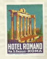 Hotel Romano Roma  Italien  1938 - hotellimerkki , matkalaukkumerkki