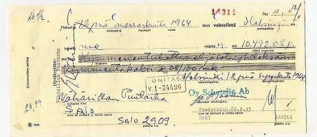 Vekseli  10 402,08 mk 1964 _Schetelig / Suomen Pankki / Unitas