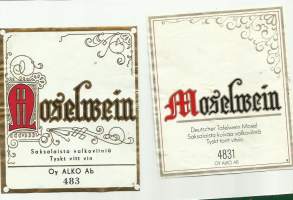 Moselwein   Alko nr 483 ja 4831 - viinaetiketti 2 kpl