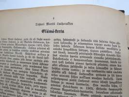 Tohtori Martti Lutheruksen Huone-Postilla. Suomentanut Anton Lilius, 1878 -etulehdellä omistajatieto; &quot;Elin Joensuu - Lahja Bacan perheeltä 1923&quot;