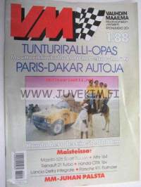 Vauhdin maailma 1988 nr 1 -mm. Formula 1 jousitus: Aktiivijousitus huomispäivän sana, CAR-PARTS ralli, Esittelyssä Paris-Dakar kalustoa, Tokyon autonäyttely,