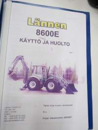 Lännen 8600E kaivinkone -käyttöohjekirja / excavator manual in finnish