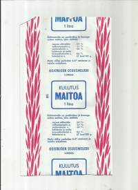 Kojonjoen Osuusmeijeri Loimaa - Kulutusmaitoa, maitopussi, muovipussi avattu tuotepakkaus, 1960-70