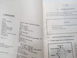 Solé Diesel engine Mini - 14, Instruction Manual and Parts List -dieselmoottori, käyttöohjekirja ja varaosaluettelo englanniksi