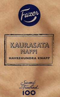 Fazer Kaurasata nappi / Suomi Finland 100  - kauppapussi, tuotepakkaus 35x18 cm käyttämätön