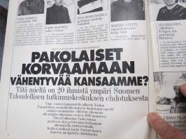 Kotiliesi 1987 nr 3, 6.2.1987, Pakolaiset korvaamaan vähentyvää kansaamme?, Sadunkertojan koti - Minna Laukkanen, Kirjailijat &amp; näyttelijät - peli menetetty?