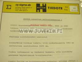 Hyster tiedotteita, voitelukaavioita -kansio