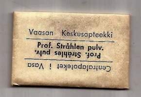 Prof Stråhlen pulv   tyhjä tuotepakkaus 3x5 cm apteekki  tuotepakkaus