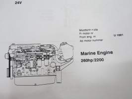 Sisu Power 66CTIM-4v Varaosaluettelo - Reservdelskatalog - Parts Catalogue Ersatzteilliliste moottorin numerosta U 1001 Marine Engine 260 hp/ 2200 24V KOPIO