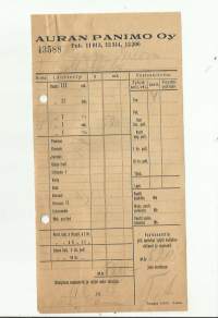 Auran Panimo  Oy Turku,  lähetyslista 1945 firmalomake