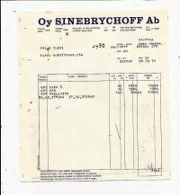 Sinerbrychoff Oy Helsinki lasku  1970  firmalomake