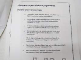 Lincoln 203-CS progressiivinen keskusvoitelujärjestelmä esittely, käyttöohjeita, varaosia, kopio