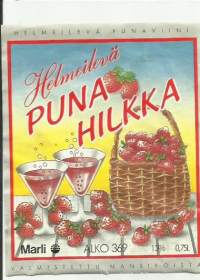 Punahilkka  Alko 369 - viinaetiketti