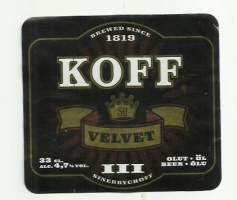 Koff Velvet III olut - olutetiketti