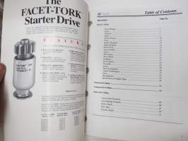 Facet (positork) starter drives -starttimoottorit, kuvitettu varaosaluettelo ja korvaavuudet