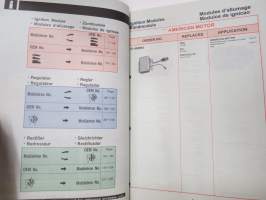 Mobiletron Ignition module, Regulator, Rectifier / Cross reference -kuvitettu varaosaluettelo ja korvaavuudet