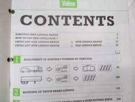 Valeo Braking for trucks 1996/97 jarruosia kuorma-auotihin -kuvitettu varaosaluettelo ja korvaavuudet