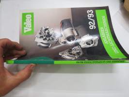 Valeo Anlasser und Lichtmaschinen 1992/93 starttimottorit ja laturit -kuvitettu varaosaluettelo ja korvaavuudet
