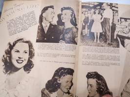 Elokuva-Aitta 1945 nr 21, kansikuva Helena Kara, Jussit jaettiin, Rauli Tuomi &amp; Rakel Linnanheimo kotonaan, Ihailijakirjeitä, Shirley Temple, Oscar Lindelöf kertoo