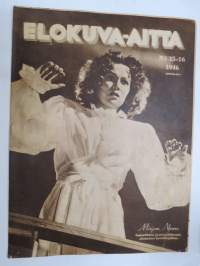 Elokuva-Aitta 1946 nr 15-16, kansikuva Mirjam Novero, Missä he ovat? - Hajatietoja saksalaisen elokuvan kohtaloista, Shirley Temple täytti 18 vuotta, Rita Hayworth