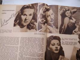 Elokuva-Aitta 1946 nr 15-16, kansikuva Mirjam Novero, Missä he ovat? - Hajatietoja saksalaisen elokuvan kohtaloista, Shirley Temple täytti 18 vuotta, Rita Hayworth