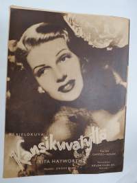 Elokuva-Aitta 1946 nr 15-16, kansikuva Mirjam Novero, Missä he ovat? - Hajatietoja saksalaisen elokuvan kohtaloista, Shirley Temple täytti 18 vuotta, Rita Hayworth