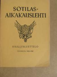Sotilasaikakausilehti - Sisällysluettelo vuosilta 1920-1960