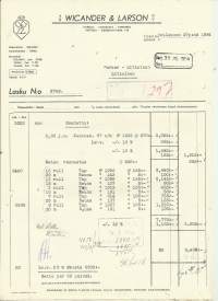 Wicander &amp; Larsson Oy  Turku 1954 - firmalomake -