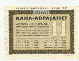 Raha-arpajaiset  lokakuu  1937 / 11  raha-arpa