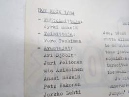 Hot Rock 1984 nr 1 -omakustanteinen rock-musiikin - ja alakulttuurin lehti, ilm. Kaarinassa, toimittajina ja avustajina; Jyrki Mäkelä, Tero Tuohimaa, Ari Sjöblom