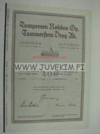 Tampereen Rohdos Oy, Tampere 1951, 1 osake 400 mk -osakekirja
