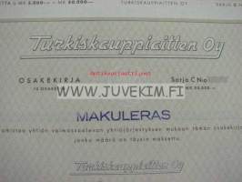 Turkiskauppiaitten Oy, 50 000 mk -osakekirja
